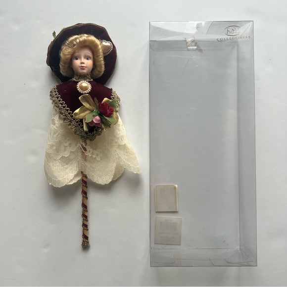 Lot 3 Vintage Kurt S Adler Victorian Porcelain Doll Christmas Ornaments Burgundy - Picture 5 of 16